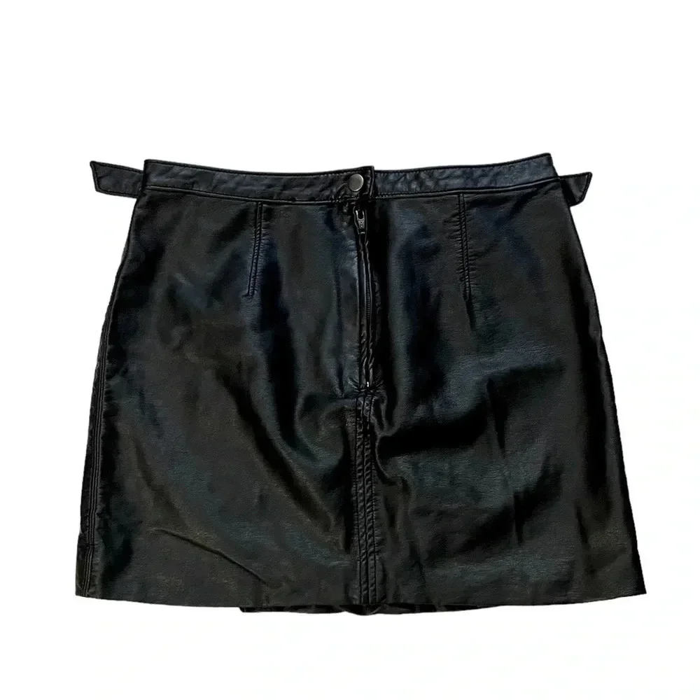 Free People Vegan Leather Midnight Magic Classic Mini Skirt Size 8 - Picture 6 of 6